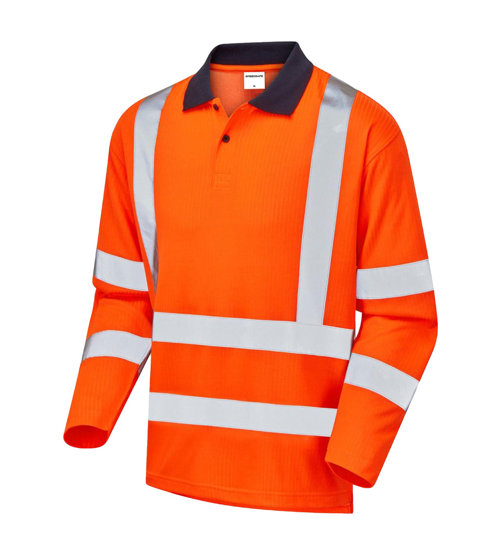 Warnschutzjacke aus schmutz-, öl- und wasserabweisendem Material mit dunklem Kontrastmaterial an besonders beanspruchten Stellen.